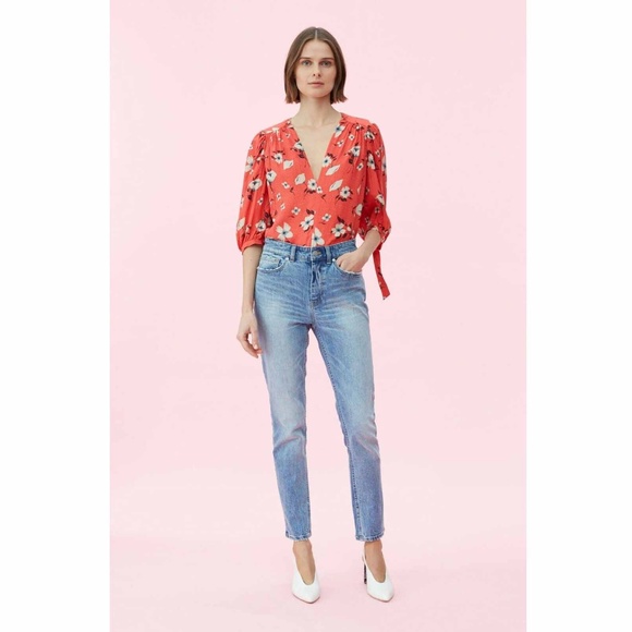 Rebecca Taylor Tops - Rebecca Taylor Daniella Silk Floral Tie Sleeve Top